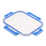 Recipiente de vidro para armazenamento de alimentos com tampa de travamento sem BPA - Conjunto de 14 peças, transparente com anel de silicone azul 