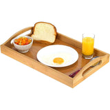 SISXSO Serving tray bamboo - wooden tray with handles - Great for dinner trays, tea tray, bar tray, breakfast Tray, or any food tray - good for parties or bed tray