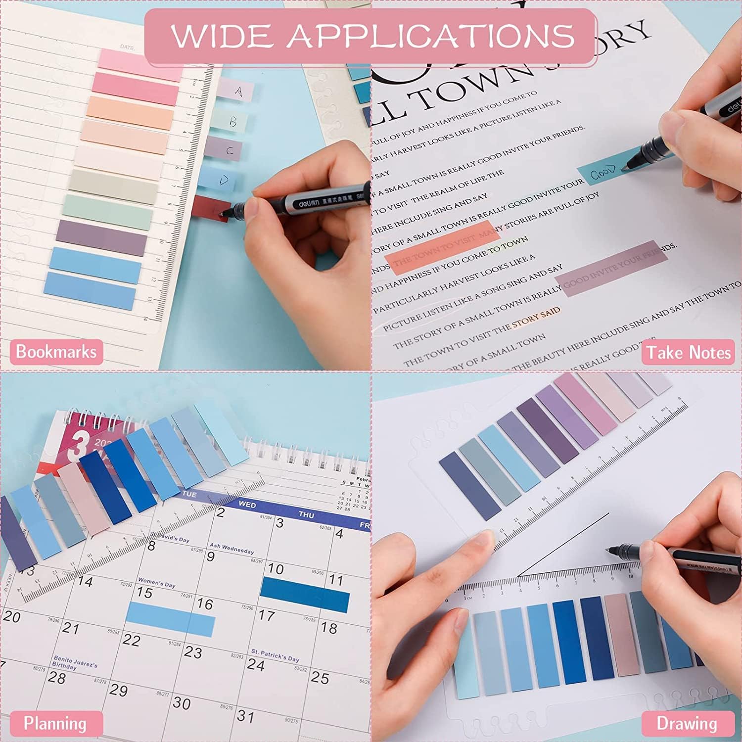 SISXSO 1200-Piece Sticky Tabs Book Tabs - 30 Colors Writable Morandi Sticky Tabs, Repositionable Color Page Markers - Transparent Sticky Note Tabs, Post Stick It Tabs, School Supplies, Index Tabs