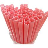 SISXSO Heart Shaped Pink Straws Disposable Drinking Cute Straw Individually Wrapped Pink Plastic Straw Valentines day Cocktail Birthday Party Bridal Shower Wedding Supplies