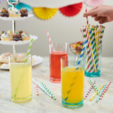 SISXSO [200 Pack] Striped Paper Drinking Straws  Biodegradable - Assorted Colors