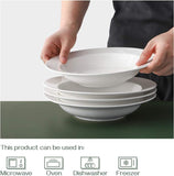 SISXSO Soup Bowls, Pasta Bowls Plates, White Salad Bowls Set of 4, Porcelain Wide Rim Bowls, 20 Ounces, Microwave & Dishwasher Safe
