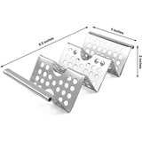 SISXSO 4 Pack Stainless Steel Taco Holders, Premium Taco Stands, Holds 2 Or 3 Tacos Each Taco Tray, Taco Rack With Easy-Access Handle, Food Grade Taco Plate Shells Oven & Grill Safe, BPA Free(Hollow)
