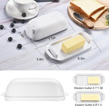 Manteigueira com tampa, recipiente para manteiga para bancada, suporte para manteiga inquebrável para decoração de cozinha, para manteiga da Costa Leste/Oeste, sem BPA, pode ir ao micro-ondas/lava-louças (branco) 
