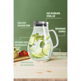 SISXSO 2 Liter Glass Pitcher, Water Pitcher with Removable Lid And Wide Handle, Easy Clean Juice Jug for Fridge, Beverage Carafe for Cold/Hot Water, Iced Tea, 1 Free Long-Handled Brush Included