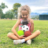 SISXSO Pack of 4 Sports Balls with 1 Pump: 1 Each of 5" Soccer Ball, 5" Basketball, 5" Playground Ball, and 6.5" Football (4 Balls and 1 Pump)
