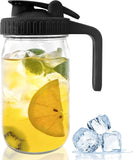 SISXSO 64 oz Mason Jar Pour Spout, 2 Quart Glass Water Pitcher with Lid, Airtight Seal for Great for Iced Tea,Juice,Milk,Coffee,Sun Lemonade, Set of 1(Black)