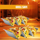 SISXSO Taco Holders Set of 6, Taco Stand, Stainless Steel Taco Holder, with Easy-Access Handle, Each Can Hold 2 To 3 Tortillas, Oven Safe for Baking, Dishwasher and Microwave Safety