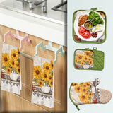 SISXSO Bright Sunflower 5-Piece Kitchen Set – 2 Soft Terry Dish Towels and 2 Quilted Potholders & 1 Oven Mitt for Everyday Use