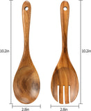 Talheres para salada, pinças de madeira para salada, conjunto de colher e garfo para salada de 10,2 pol., conjunto de talheres para salada com cabo longo para misturar, jogar e cozinhar (conjunto de colher e garfo para salada) 