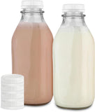 SISXSO Liter Glass Milk Bottles (2 Pack) - 32-Oz Milk Jars with Lids - Food Grade Glass Bottles - Dishwasher Safe - Bottles for Milk, Buttermilk, Honey, Maple Syrup, Jam, BBQ Sauce