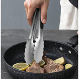 SISXSO Stainless Steel Kitchen Tongs Set of 2 - 9" and 12", Locking Metal Food Tongs Non-Slip Grip