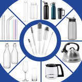 Conjunto de limpeza de escovas para garrafas com 5 unidades e suporte de armazenamento, escovas de limpeza para garrafas longas e estreitas, garrafas de água, garrafas, copos, copos, canudos 