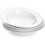 SISXSO Soup Bowls, Pasta Bowls Plates, White Salad Bowls Set of 4, Porcelain Wide Rim Bowls, 20 Ounces, Microwave & Dishwasher Safe