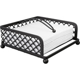 Elegante porta-guardanapos para mesa com braço pesado Porta-guardanapos modernos e planos para jantar na cozinha ou sala de jantar, bancadas de restaurantes de luxo e mesas ao ar livre | Cesta de treliça de metal quadrada (preta) 