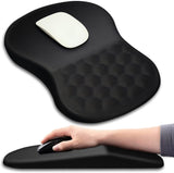 Mouse Pad Suporte de Pulso com Design de Massagem, Apoio de Pulso Alívio da Dor Mousepad com Espuma de Memória e Base Antiderrapante, Mouse Pads para Mouse Sem Fio e Mesa (12x8 polegadas, Preto) 