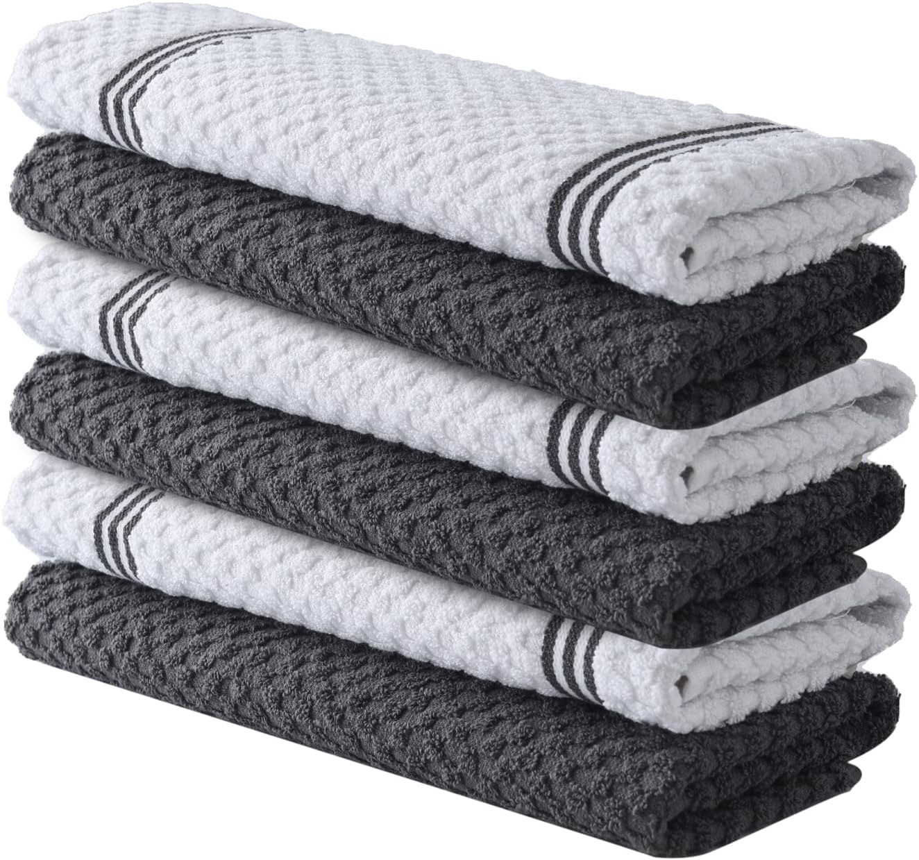 SISXSO Premium Kitchen Towels – Pack of 6, Cotton 15x25 Inches Absorbent Dish Towels - Tea Towels- Terry Kitchen Dishcloth Towels- Grey Dish Cloth for Household Cleaning