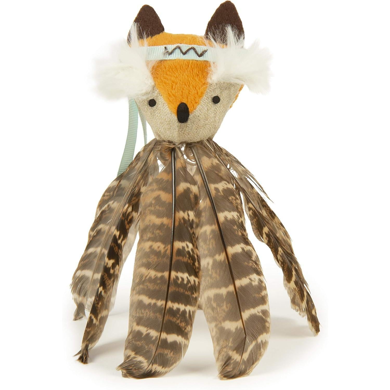 SISXSO Fox Feather Toss & Chase Cat Toy, Randomly Selected Color - Brown OR White, One Size