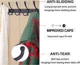 SISXSO Coat Rack Wall Mounted - 5 Tri Hooks, Heavy Duty, Stainless Steel, Metal Coat Hook Rail for Coat Hat Towel Purse Robes Mudroom Bathroom Entryway (Black, 2 Packs)
