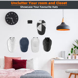 SISXSO 10 PCS Adhesive Hat Hooks for Wall, Strong Hold Hat Hangers, Minimalist Hat Rack Design, No Drilling, Hat Hooks for Baseball Caps, Hat Holder Organizer for Wall, Door, Closet, Office, Bedroom