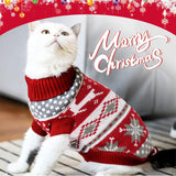 SISXSO Cat Christmas Sweater 2 Packs - Puppy Christmas Sweater Pet Reindeer Snowflake Sweaters for Kittys and Small Dogs L