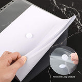 SISXSO 30Pcs Binder Pocket, Binder Organizer, 11 Holes Clear Poly Binder Envelope with Hook and Loop Closure, Plastic Binder Folders for School and Office Supplies, Letter Size