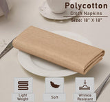 SISXSO Cloth Napkins Set of 12, 18x18 Reusable Napkins Cloth Washable, Soft & Durable Table Napkins, Polycotton Chambray Dinner Napkins for Parties, Christmas, Thanksgiving, Weddings - Sand