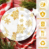 SISXSO 150 PCS Christmas Paper Plates and Napkins Set, Serve 50 Guests Christmas Snowflake Paper Plates, 9" Dinner Plates 7" Dessert Plates Napkins Disposable Tableware Set for Christmas Party Supplies