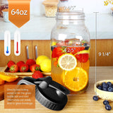 SISXSO 64 oz Mason Jar Pour Spout, 2 Quart Glass Water Pitcher with Lid, Airtight Seal for Great for Iced Tea,Juice,Milk,Coffee,Sun Lemonade, Set of 1(Black)