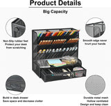 Organizador de mesa de malha/escrivaninha, porta-canetas multifuncional, suporte de armazenamento para material de arte escolar, doméstico e de escritório (porta-canetas de malha preta com gaveta) 