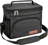 Bolsa de almoço isolada para mulheres/homens - Lancheira reutilizável para escritório, piquenique, caminhada, praia - Organizador de bolsa térmica à prova de vazamento com alça de ombro ajustável para adultos - Preto 