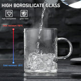 SISXSO Glass Coffee Mugs Set of 6, 15 oz Large Coffee Mug, Wide Mouth Glass Mugs, Mocha Hot Beverage Mugs, Clear Espresso Cups with Handle, Glass Cup for Hot or Cold Latte, Cappuccino, Tea, Juice, Beer