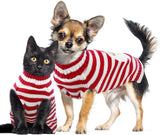 SISXSO Dog Christmas Sweater Xmas Pet Clothes Cute Striped Santa Claus Costume Holiday Puppy Cat Jumpers Outfits New Year Gifts for Small Medium Large Dogs (L, Red White Stripe Santa Claus)