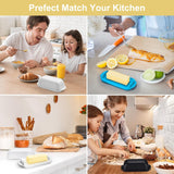 Manteigueira com tampa, recipiente para manteiga para bancada, suporte para manteiga inquebrável para decoração de cozinha, para manteiga da Costa Leste/Oeste, sem BPA, pode ir ao micro-ondas/lava-louças (branco) 