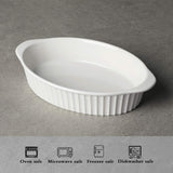 Pequenas formas ovais de porcelana para gratinar, conjunto de 2 assadeiras para 1 ou 2 pessoas, assadeiras com alça dupla para cozinha e casa, (branco) 