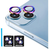 Pacote com 3x2 protetores de lente de câmera para 14 Pro Max para 14 Pro, capa protetora de tela de vidro temperado 9H, anel individual de metal de fácil instalação 