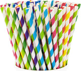 SISXSO [200 Pack] Striped Paper Drinking Straws  Biodegradable - Assorted Colors