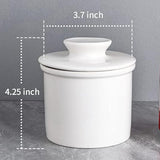 SISXSO French Butter Dish - Butter Crock for Counter with Water Line for Fresh Spreadable Butter - French Butter Keeper with Lid - Housewarming Gift For The One Who Has It All - White