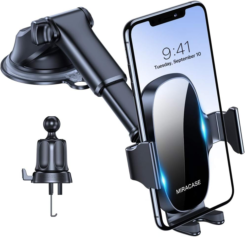 SISXSO 3-in-1 Cell Phone Holder for Car, Universal Phone Holder Mount for Dashboard Air Vent Windshield Compatible with 15 14 13 12 11 Pro Max Xs XR X, Galaxy