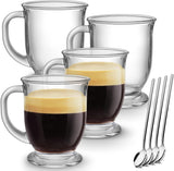 Conjunto de 4 canecas de café de vidro, caneca de café grande transparente de 15 oz com alças para bebidas quentes, canecas transparentes para chá, cappuccino, latte, café expresso, suco, xícaras de café de vidro