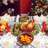 SISXSO 150 PCS Christmas Paper Plates and Napkins Set, Serve 50 Guests Christmas Snowflake Paper Plates, 9" Dinner Plates 7" Dessert Plates Napkins Disposable Tableware Set for Christmas Party Supplies