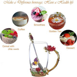 SISXSO Gifts for Mom Women Mothers Day Flower Cups Tea Mug With Tea Spoon Valentines Day Christmas Gift Coffee, Tea, Juice, Beer, Milk Hot And Cold Drinks Use Gift Package.