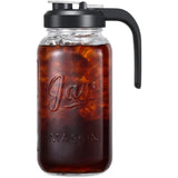 Jarra de vidro com tampa - Jarra de vidro Mason Jar de 2 litros com tampa de filtro, jarra de boca larga à prova de vazamento, recipiente resistente para água, suco, leite, chá, café gelado e bebidas 