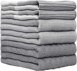 SISXSO Premium Kitchen,Hand Towels (20”x 28”, 6 Pack) Large Cotton, Dish, Flat & Terry Towel Highly Absorbent Tea Towels Set with Hanging Loop Gray