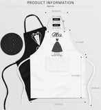 SISXSO Aprons for Couples Gifts - Anniversary, Bridal Shower, Wedding, Engagement gifts for Couples, Christmas Gifts for Couple, His and Her Gifts, 8 Pack Kitchen Cooking Apron Gift Set