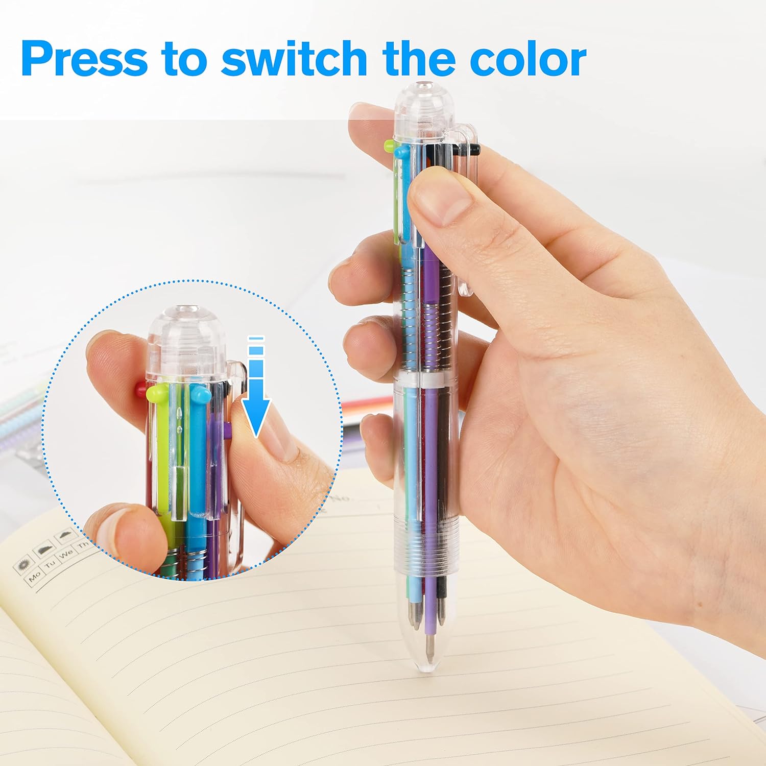 SISXSO 20pcs Multicolor Ballpoint Pens 6 Color in One, 0.5mm Retractable Ballpoint Rainbow Pens Color Pens for Office School Supplies, Fun Pens for Party Favors, Bulk Gifts for Students