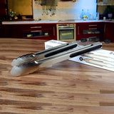 SISXSO Stainless Steel Kitchen Tongs Set of 2 - 9" and 12", Locking Metal Food Tongs Non-Slip Grip