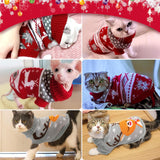 SISXSO Cat Christmas Sweater 2 Packs - Puppy Christmas Sweater Pet Reindeer Snowflake Sweaters for Kittys and Small Dogs L