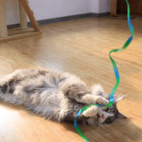 SISXSO 2 PCS Interactive Cat Rainbow Wand Toys, Interactive Cat Teaser Wand String, Colorful Ribbon Charmer for Cats and Kittens