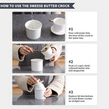 SISXSO French Butter Dish - Butter Crock for Counter with Water Line for Fresh Spreadable Butter - French Butter Keeper with Lid - Housewarming Gift For The One Who Has It All - White